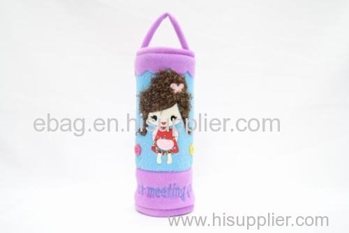 lovely cartoon plush 10#girl cylindrical pencil bags