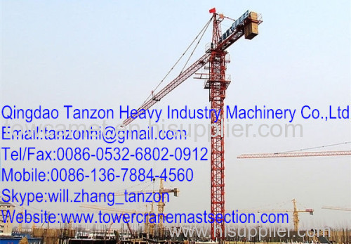 Steel Fixed Tower Crane 6 ton For construction TC5013-6 Jib 50m length Max140m Height