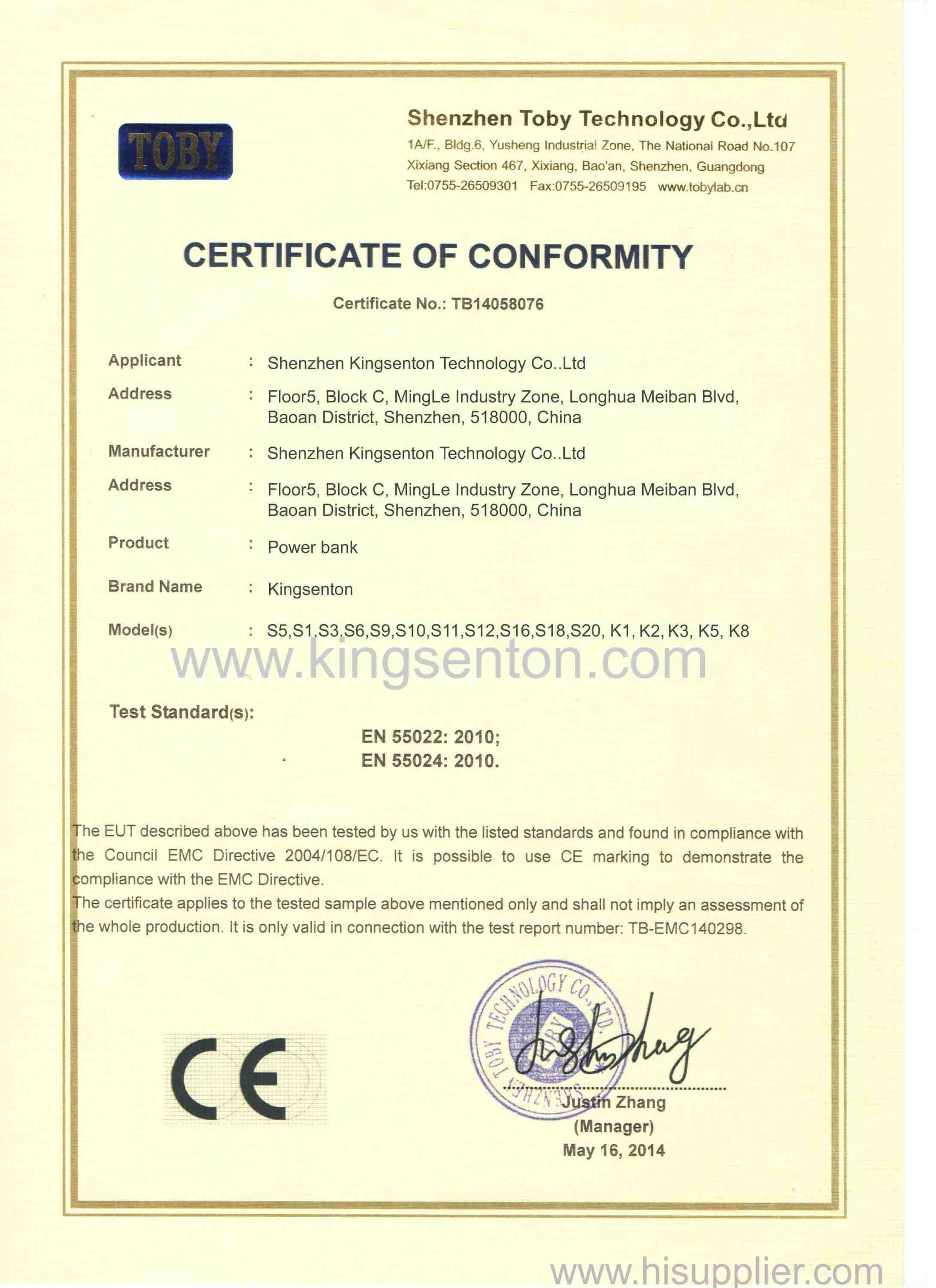 CE Certification Information