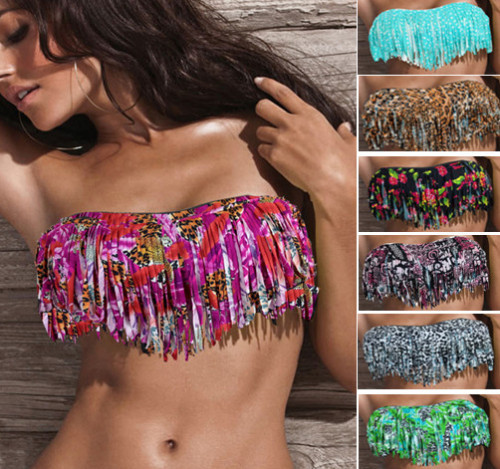 Wholesale Top Quality Women tassel bikinis printing colors swimsuits cheap beachwear from China vendor