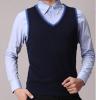 men's contrast v-neck vest wool sweater