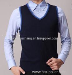 men's contrast v-neck vest wool sweater