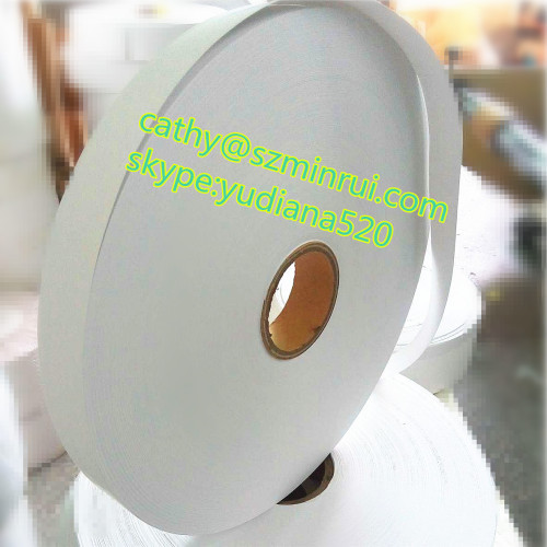 2015 shenzhen minrui roll matte white self adhesive destructible label paper