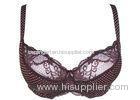 Coffee Soft Full Figured Bras 95E Lace Microfiber Fabric , Classic Dots Printing