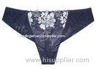 OEM ODM Dark Blue Embroidery Sexy Women Thongs with Floral Pattern