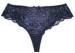 Fancy Jacquard Satin Low Waist Thongs Girls Lace Panties in Dark Blue