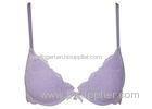 Delicate Lace Gel Padded Push Up Bras , Plunge Sexy Spaghetti Straps Bra Purple