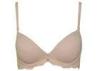 Beige Stereo Checked Microfiber Fabric Gel Padded Push Up Bra with Molded Cup Bra