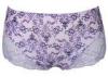 Ladies Satin Hi - Cut Brief Plus Size Panties with High waist , Floral Pattern