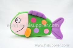 lovely cartoon plush shape of 2#fish pencil bags