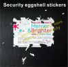 Custom full color printing destructible vinyl eggshell stickers Breakaway eggshell paper security seal sticker