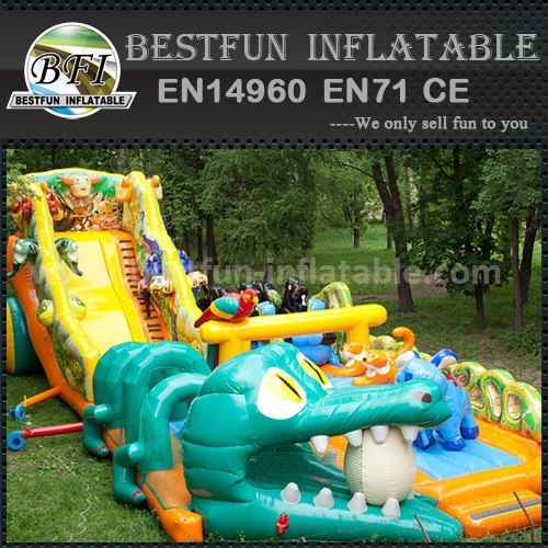 Dual hawaiian inflatable slip & slide
