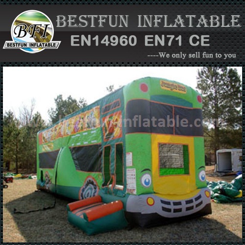 Dual lane inflatable bus slide