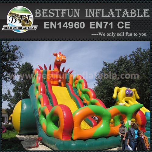 Colorful inflatable dry slide