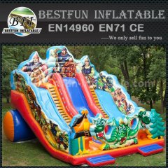 Inflatable double slides park