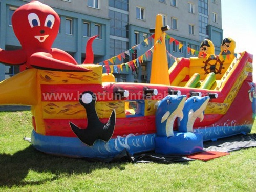 Huge inflatable octopus slide