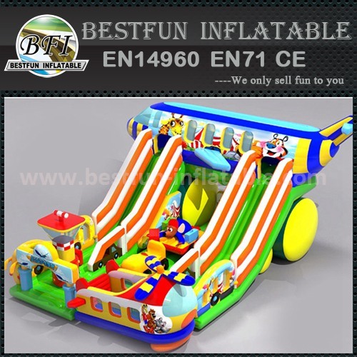 Inflatable funny zone park with slides