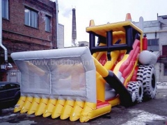 Inflatable dual lane raptor slide