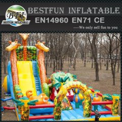 Inflatable jail bounce house with slide