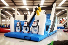 Inflatable madagascar penguin slide