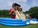 Inflatable slide with double lane