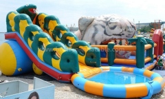 Inflatable swimming pool with slide