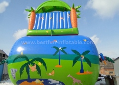 Inflatable three lanes slide