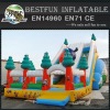 Inflatable trampoline with slide