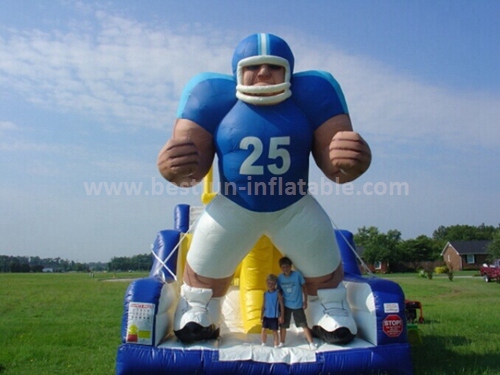 Long inflatable obstacle with slide