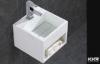 Wall Mounted White Pedestal Sink / Rectangular Bathroom Wash Basin