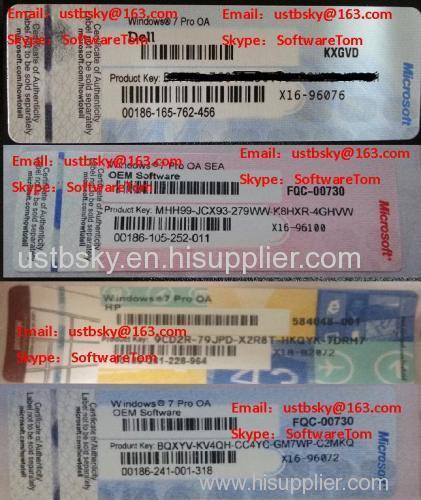 wholesale Windows 7 Pro Key OEM COA Sticker Hp/Dell blue/rose Fast Shipping Perfect Quality 100% online activation