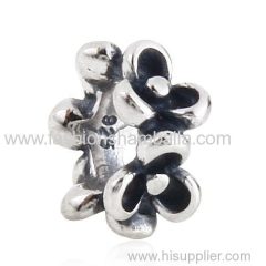 Antique Sterling Silver Flower Beads European Style