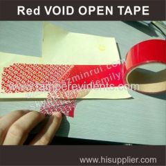 Red tamper evident security seal tape(pet) Open void seal tape Tamper proof sealing tape in roll