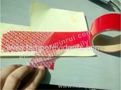 Red tamper evident security seal tape(pet) Open void seal tape Tamper proof sealing tape in roll