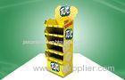 Yellow CMYK Offset Printing POS Cardboard Displays With Five Shelf For Foods