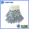 Tianying feather cuff heart jacquard winter knit touch glove