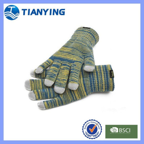 Tianying women fashion jacquard touch screen gloves