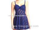 Blue Lace Temptation Underwire Babydoll Nightwear Perspective Appealing Plunge