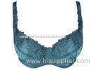 Teal Fantastic Full Figured Bras Embroidered Lace Jacquard Satin Elegance Fabric