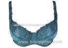 Teal Fantastic Full Figured Bras Embroidered Lace Jacquard Satin Elegance Fabric