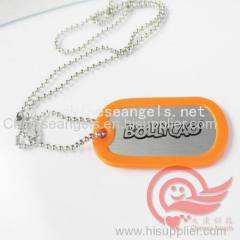 make fashion and popular blank aluminum dog tag with silicon cover metal dog tag with ball chain