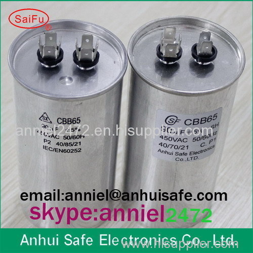 old brand aluminium case film ac motor run capacitor CBB65 55uf 450VAC low voltage 10pcs 100pcs sell