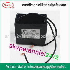 Plastic box case black pin wire ac motor run capaitor CBB61 for ceiling fans manufacturer made in china