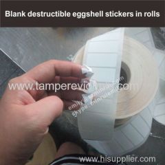 Custom blank tamper evident ultra self destructible vinyl labels in rolls for thermal transfer printed barcode or number