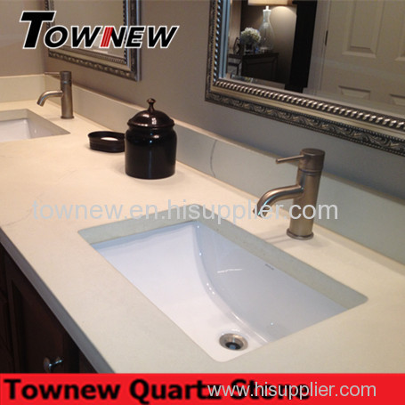 White color popular design non-toxic quartz bathroom vanity top
