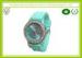 Female Green Silicone Strap Watches With Screen Printing Logo / Diamond Case