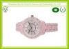 Fashion Charm Quartz Women Watches With Pink Pottery Strap / Teenage Girl Watches