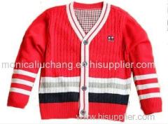 kids v-neck stripe cable lovely cardigan