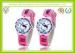 Durable Pink Band Kids Cartoon Watches Japanese Movement With Embossed Logo