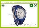 Blue Water Resistant Japan Movement Quartz Watch For Ladies With Alloy Bracelet